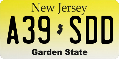 NJ license plate A39SDD