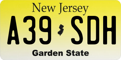 NJ license plate A39SDH