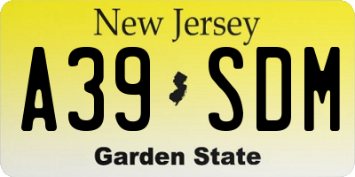 NJ license plate A39SDM