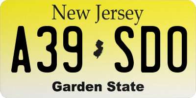 NJ license plate A39SDO
