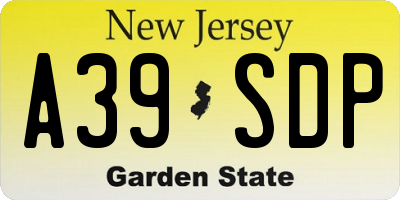 NJ license plate A39SDP