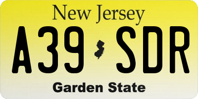 NJ license plate A39SDR