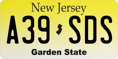 NJ license plate A39SDS