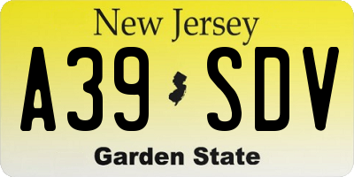 NJ license plate A39SDV