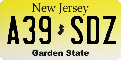 NJ license plate A39SDZ