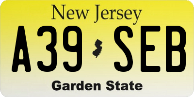 NJ license plate A39SEB