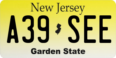 NJ license plate A39SEE