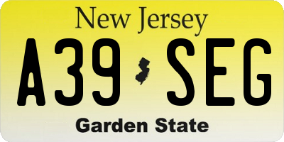 NJ license plate A39SEG