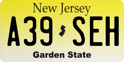 NJ license plate A39SEH