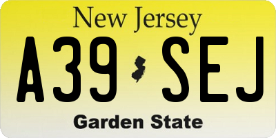 NJ license plate A39SEJ