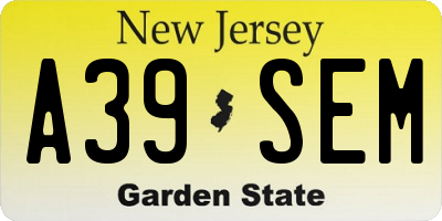 NJ license plate A39SEM