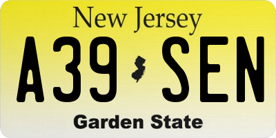 NJ license plate A39SEN