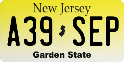 NJ license plate A39SEP