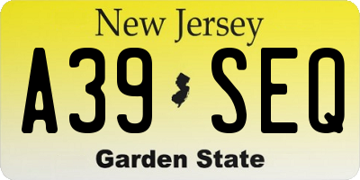 NJ license plate A39SEQ