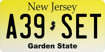 NJ license plate A39SET