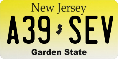 NJ license plate A39SEV