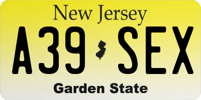NJ license plate A39SEX