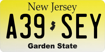 NJ license plate A39SEY