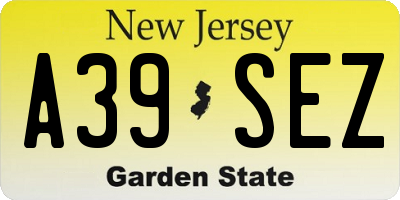 NJ license plate A39SEZ