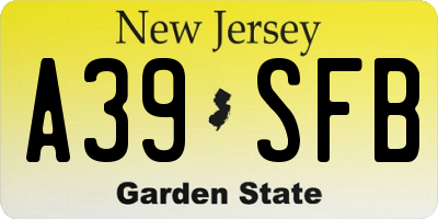 NJ license plate A39SFB