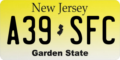 NJ license plate A39SFC