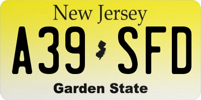 NJ license plate A39SFD