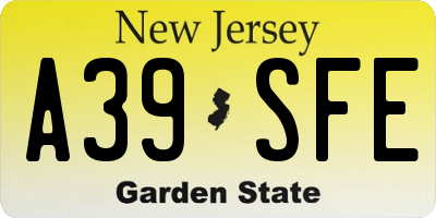 NJ license plate A39SFE