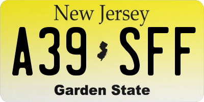 NJ license plate A39SFF