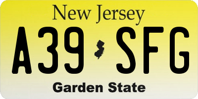 NJ license plate A39SFG