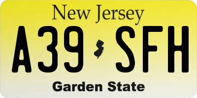 NJ license plate A39SFH