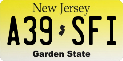 NJ license plate A39SFI