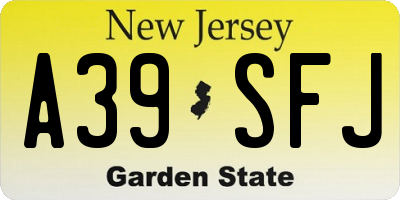 NJ license plate A39SFJ