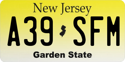 NJ license plate A39SFM