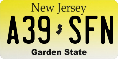 NJ license plate A39SFN