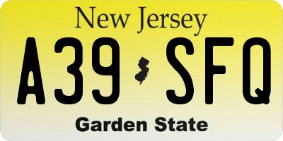 NJ license plate A39SFQ