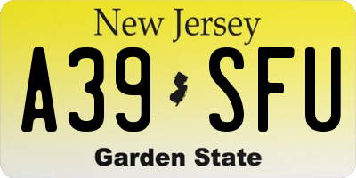 NJ license plate A39SFU