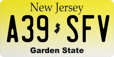NJ license plate A39SFV