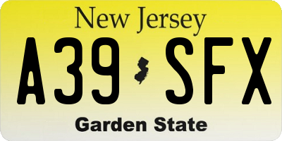 NJ license plate A39SFX