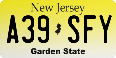 NJ license plate A39SFY