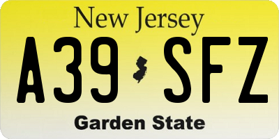 NJ license plate A39SFZ
