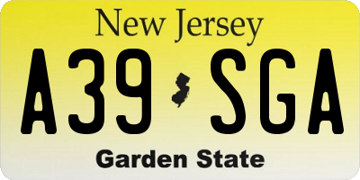 NJ license plate A39SGA