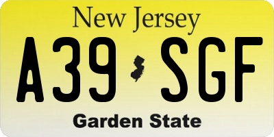 NJ license plate A39SGF