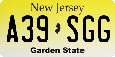 NJ license plate A39SGG