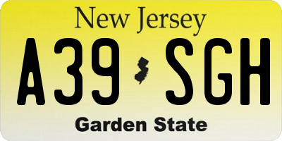 NJ license plate A39SGH