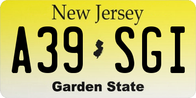 NJ license plate A39SGI