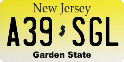 NJ license plate A39SGL