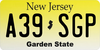 NJ license plate A39SGP