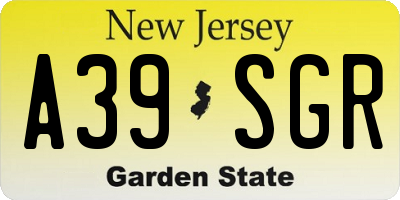 NJ license plate A39SGR