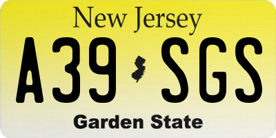 NJ license plate A39SGS