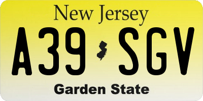 NJ license plate A39SGV